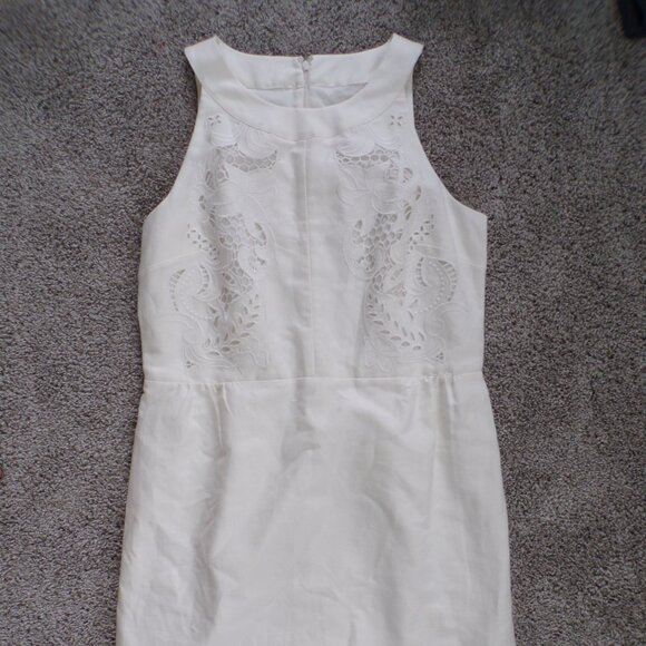 LOFT  linen blend cream dress 10 - Picture 2 of 8